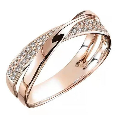 Fashion Micro Magnetic Slimming Ring 925 Sterling Silver White Sapphire Cross Rose Gold Ring Diamond Ring Women'S Fat Burning Magnetic Therapy Weight Loss Jewelry - WORLD TIME VISITS