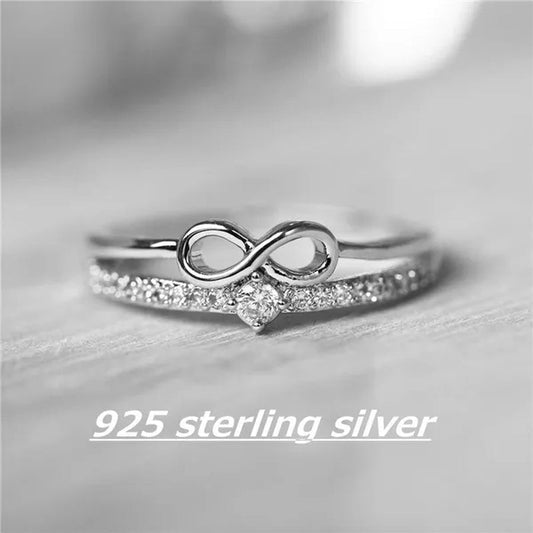 Fashion Silver Colorring for Women Diamond Infinity Love Rings Engagement Wedding Ring Party Female Jewelry Promise Rings Wedding Band Size 5 - 11 Bague Femme - WORLD TIME VISITS