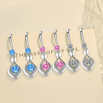 Fashion  Silver Earrings Ladies Temperament Earrings Water Drop Long Earrings Engagement Earrings Diamond Earrings