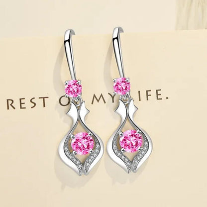 Fashion  Silver Earrings Ladies Temperament Earrings Water Drop Long Earrings Engagement Earrings Diamond Earrings