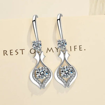 Fashion  Silver Earrings Ladies Temperament Earrings Water Drop Long Earrings Engagement Earrings Diamond Earrings