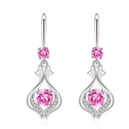 Fashion  Silver Earrings Ladies Temperament Earrings Water Drop Long Earrings Engagement Earrings Diamond Earrings