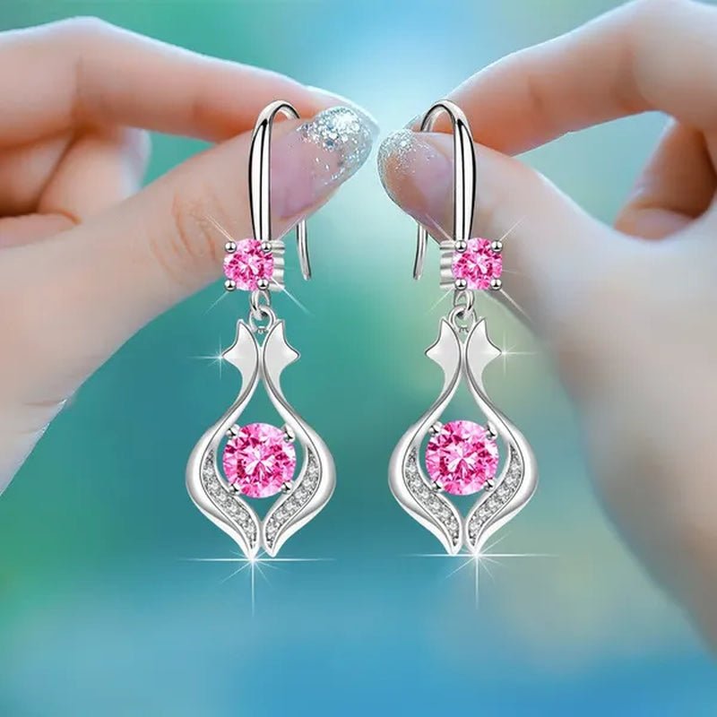 Fashion Silver Earrings Ladies Temperament Earrings Water Drop Long Earrings Engagement Earrings Diamond Earrings - WORLD TIME VISITS