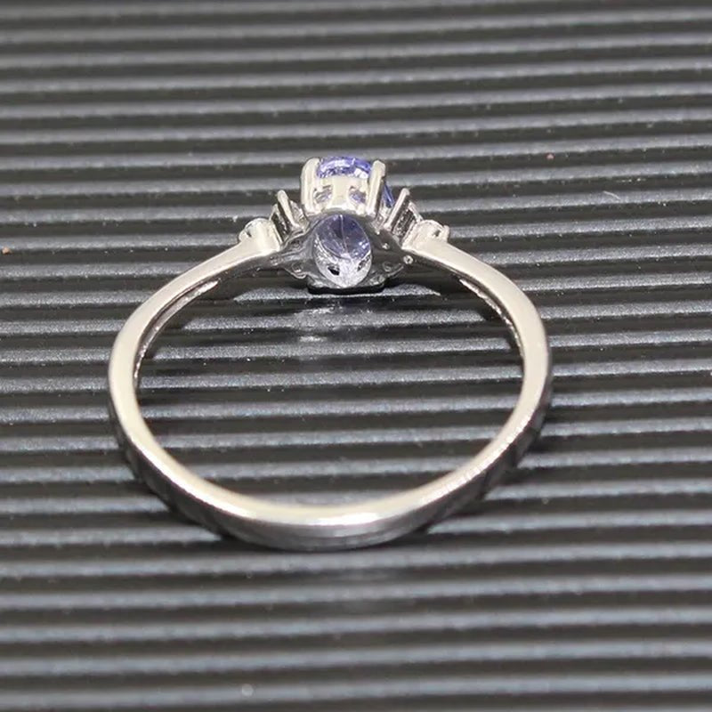 Fashion silver gemstone wedding ring 4 mm * 6 mm flawless natural tanzanite silver ring solid 925 silver tanzanite ring romantic gift for woman