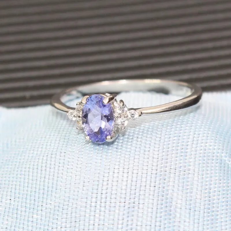 Fashion silver gemstone wedding ring 4 mm * 6 mm flawless natural tanzanite silver ring solid 925 silver tanzanite ring romantic gift for woman
