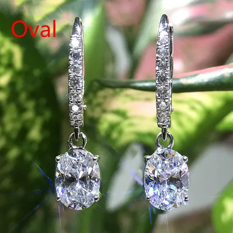 Fashion Silver Plated Inlay Diamond Engagement Bridal Wedding Dangle Earring for Women Pendant Earring Anniversary Gift Jewelry