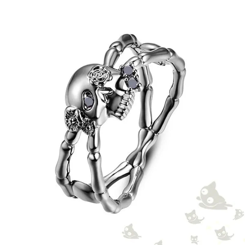 Fashion Simple Retro Punk Style Gothic Skull Rings For women Cocktail Ring Skeleton Knuckle Jewelry Size5 6 7 8 9 - WORLD TIME VISITS