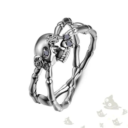Fashion Simple Retro Punk Style Gothic Skull Rings For women Cocktail Ring Skeleton Knuckle Jewelry Size5 6 7 8 9 - WORLD TIME VISITS