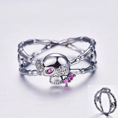 Fashion Simple Retro Punk Style Gothic Skull Rings For women Cocktail Ring Skeleton Knuckle Jewelry Size5 6 7 8 9