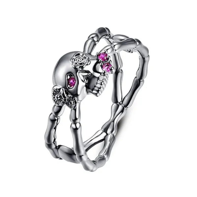 Fashion Simple Retro Punk Style Gothic Skull Rings For women Cocktail Ring Skeleton Knuckle Jewelry Size5 6 7 8 9