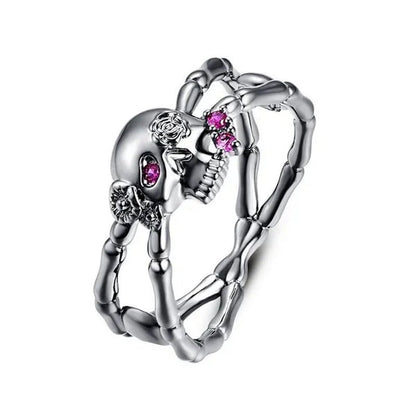 Fashion Simple Retro Punk Style Gothic Skull Rings For women Cocktail Ring Skeleton Knuckle Jewelry Size5 6 7 8 9