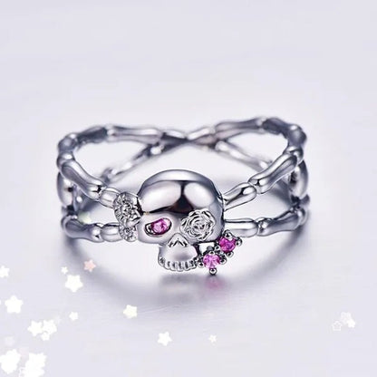 Fashion Simple Retro Punk Style Gothic Skull Rings For women Cocktail Ring Skeleton Knuckle Jewelry Size5 6 7 8 9