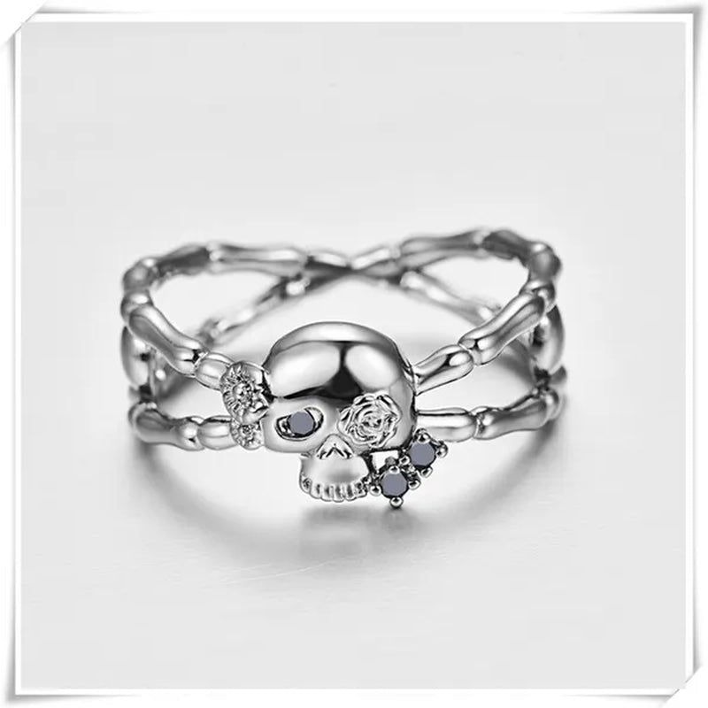 Fashion Simple Retro Punk Style Gothic Skull Rings For women Cocktail Ring Skeleton Knuckle Jewelry Size5 6 7 8 9 - WORLD TIME VISITS