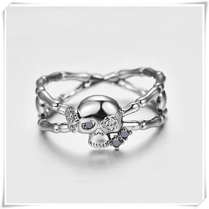 Fashion Simple Retro Punk Style Gothic Skull Rings For women Cocktail Ring Skeleton Knuckle Jewelry Size5 6 7 8 9 - WORLD TIME VISITS