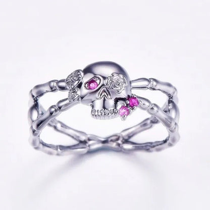 Fashion Simple Retro Punk Style Gothic Skull Rings For women Cocktail Ring Skeleton Knuckle Jewelry Size5 6 7 8 9