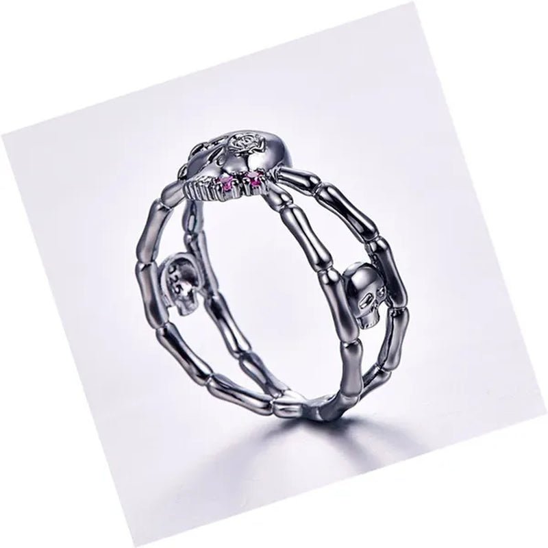 Fashion Simple Retro Punk Style Gothic Skull Rings For women Cocktail Ring Skeleton Knuckle Jewelry Size5 6 7 8 9