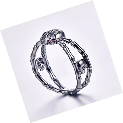 Fashion Simple Retro Punk Style Gothic Skull Rings For women Cocktail Ring Skeleton Knuckle Jewelry Size5 6 7 8 9