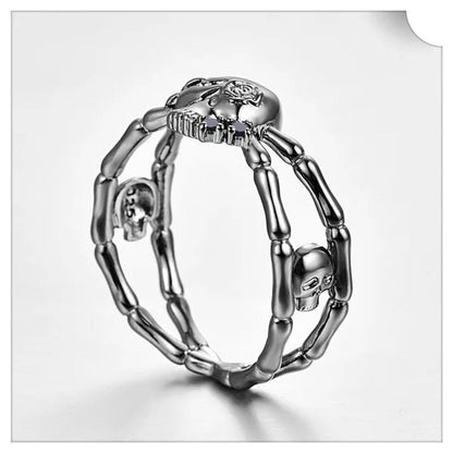 Fashion Simple Retro Punk Style Gothic Skull Rings For women Cocktail Ring Skeleton Knuckle Jewelry Size5 6 7 8 9 - WORLD TIME VISITS