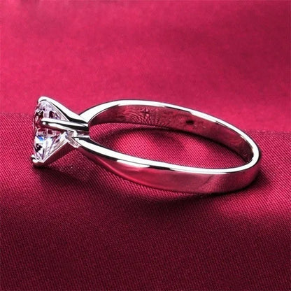 Fashion Simple Silver color Heart-shaped Diamond Engagement Wedding Anniversary Ring Size 6-12 Bague Femme