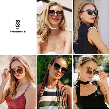 Fashion Square Sunglasses for Women Trendy UV Protection Lens Womens Sunnies Sunglasses SJ2196 - WORLD TIME VISITS