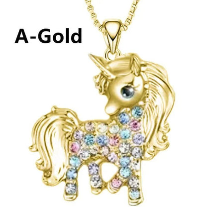 Fashion Unicorn Zircon Necklace Animal Horse Pendant Engagement Necklaces for Women Animal Jewelry Wedding Accessories Birthday Anniversary Gift