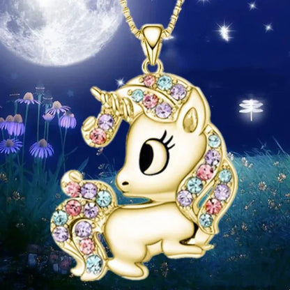 Fashion Unicorn Zircon Necklace Animal Horse Pendant Engagement Necklaces for Women Animal Jewelry Wedding Accessories Birthday Anniversary Gift