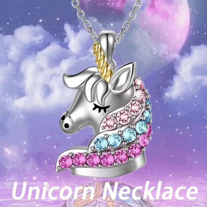 Fashion Unicorn Zircon Necklace Animal Horse Pendant Engagement Necklaces for Women Animal Jewelry Wedding Accessories Birthday Anniversary Gift - WORLD TIME VISITS