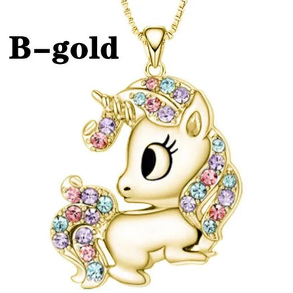 Fashion Unicorn Zircon Necklace Animal Horse Pendant Engagement Necklaces for Women Animal Jewelry Wedding Accessories Birthday Anniversary Gift
