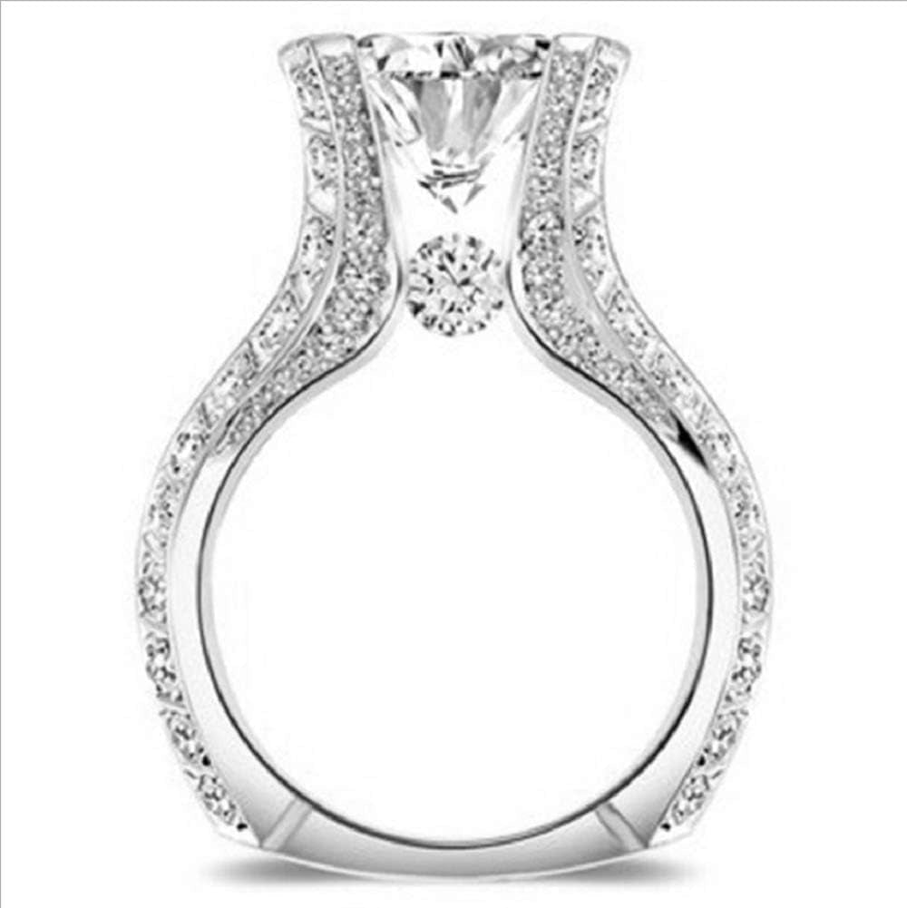 Fashion Women 925 Sterling Silver Ring,White Topaz Cubic Zirconia CZ Diamond Elegant Eternity Engagement Wedding Band Ring Size 6 - 10 (US Code 6) - WORLD TIME VISITS