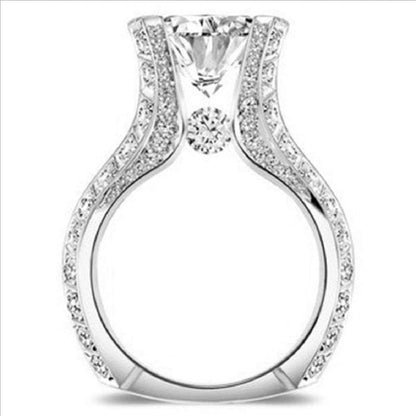 Fashion Women 925 Sterling Silver Ring,White Topaz Cubic Zirconia CZ Diamond Elegant Eternity Engagement Wedding Band Ring Size 6 - 10 (US Code 6) - WORLD TIME VISITS