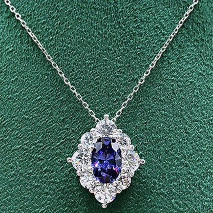 Fashion Women Gemstone Necklace Blue Sapphire Necklace Bridal Romantic Wedding Necklace Jewelry - WORLD TIME VISITS