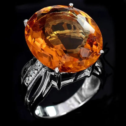 Fashion Womens Orange Sapphire Engagement ring Size 6-10