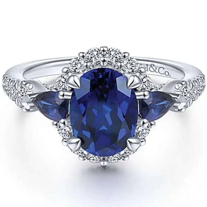 Fashionable and Exquisite 925 Standard Sterling Silver Blue Diamond Wedding Princess Ring Love Diamond Rng Size 5 - 11 - WORLD TIME VISITS