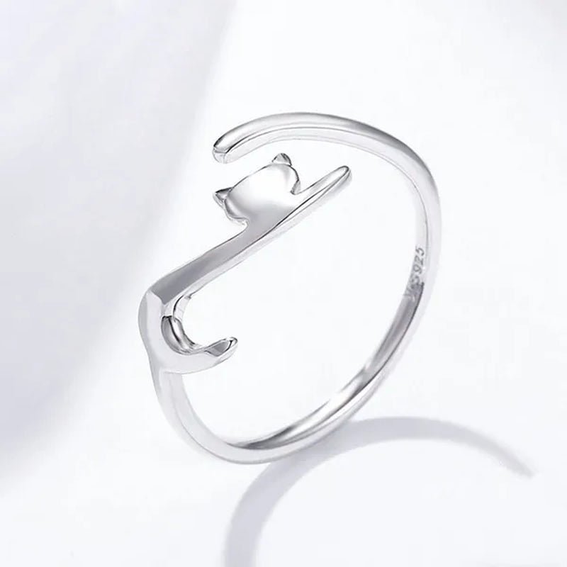 Fashionable Women'S Simple 925 Silver Plated Cat Adjustable Ring Anniversary Gift Jewelry Size 6 - 10 Arrow - WORLD TIME VISITS