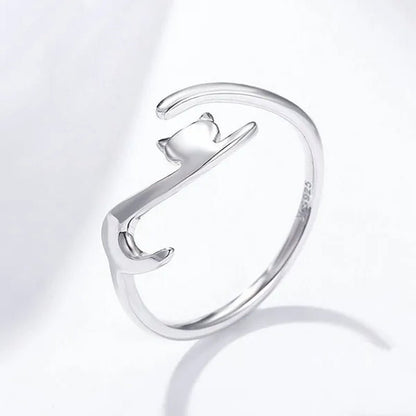 Fashionable Women'S Simple 925 Silver Plated Cat Adjustable Ring Anniversary Gift Jewelry Size 6 - 10 Arrow - WORLD TIME VISITS