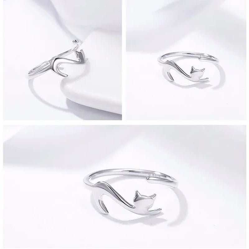 Fashionable Women'S Simple 925 Silver Plated Cat Adjustable Ring Anniversary Gift Jewelry Size 6-10 Arrow