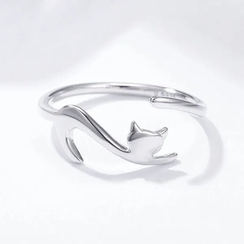 Fashionable Women'S Simple 925 Silver Plated Cat Adjustable Ring Anniversary Gift Jewelry Size 6-10 Arrow