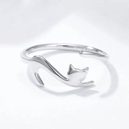 Fashionable Women'S Simple 925 Silver Plated Cat Adjustable Ring Anniversary Gift Jewelry Size 6-10 Arrow