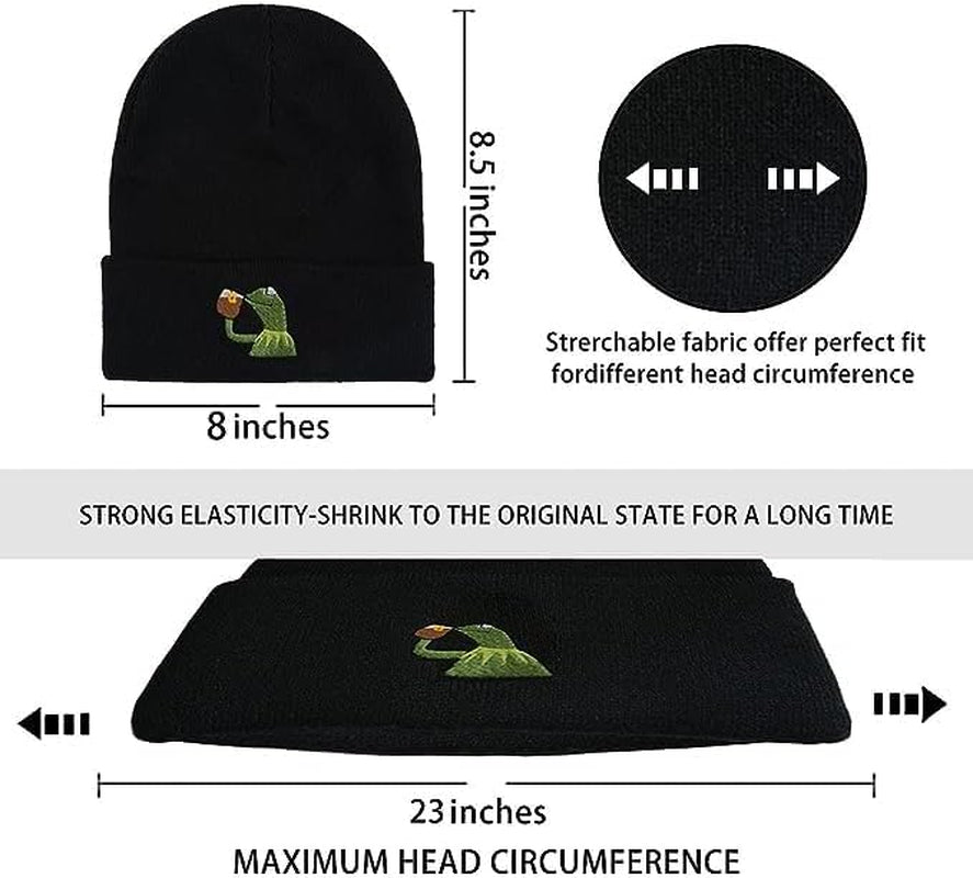 Funny Beanies Hat, Men'S and Women'S Winter Warm Black Fashion Cool Embroidered Knit Hat