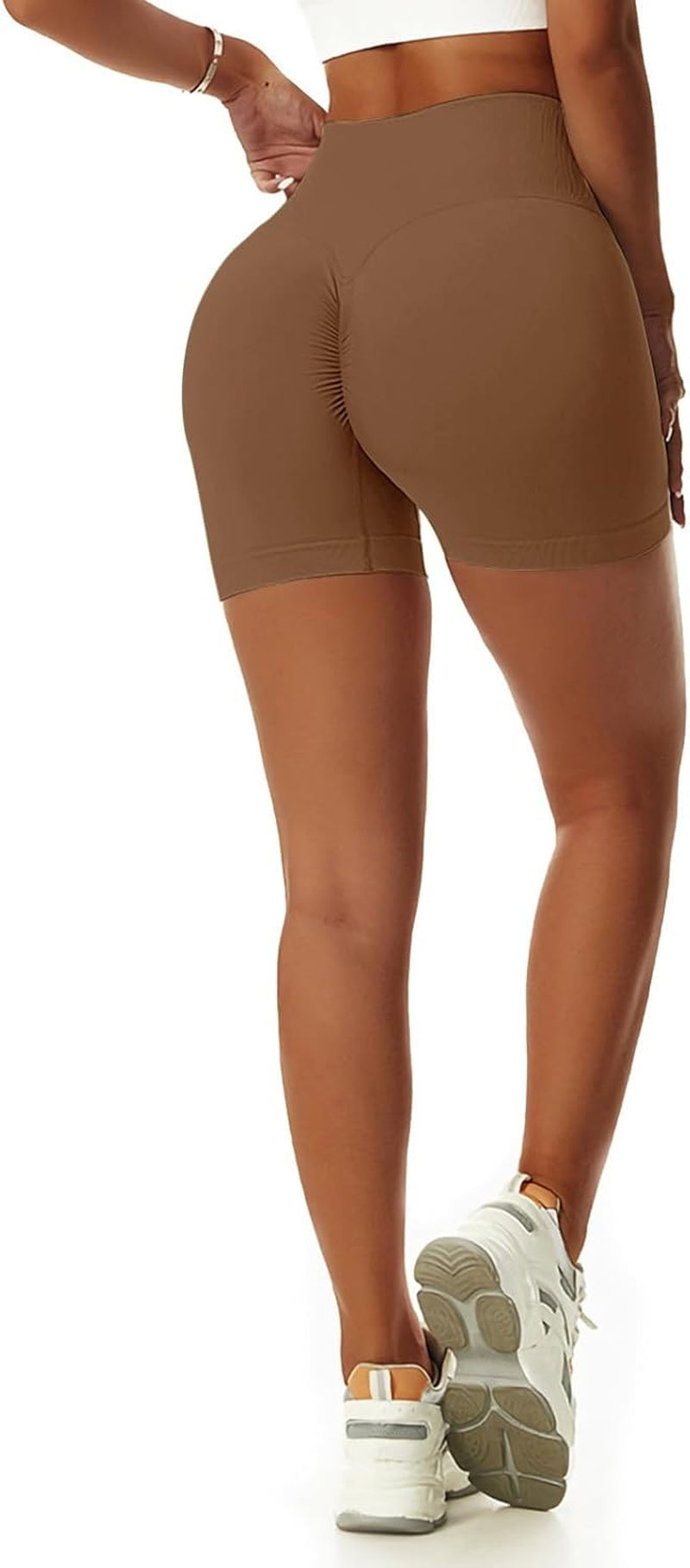 Women'S Workout Gym Shorts Booty V Cross Spandex Yoga Biker Shorts Scrunch Butt High Waisted Athletic Leggings