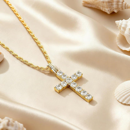 Cross Necklace for Women, 14K Gold Silver Plated Pendant Necklace, Diamond Cross Pendant Necklaces, 2 PCS Gold Silver Cross Necklaces Cute Trendy Gold Faith Cross Jewelry Gifts for Women