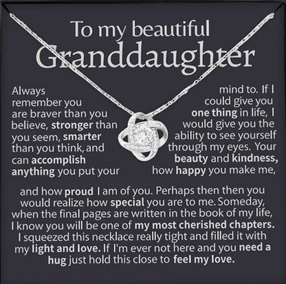 To My Beautiful Granddaughter S925 Sterling Silver Cubic Zirconia Knot Necklace Birthday Gift Ideas Message Card Gifts