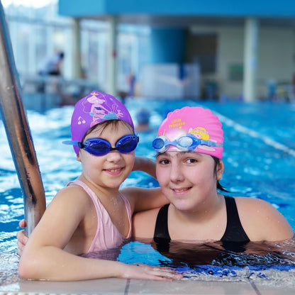 2 Pack Swim Cap for Kids Girl Boys Youth, Waterproof Swimming Cap for Long and Short Hair, Durable Silicone Bathing Cap with Storage Bag
