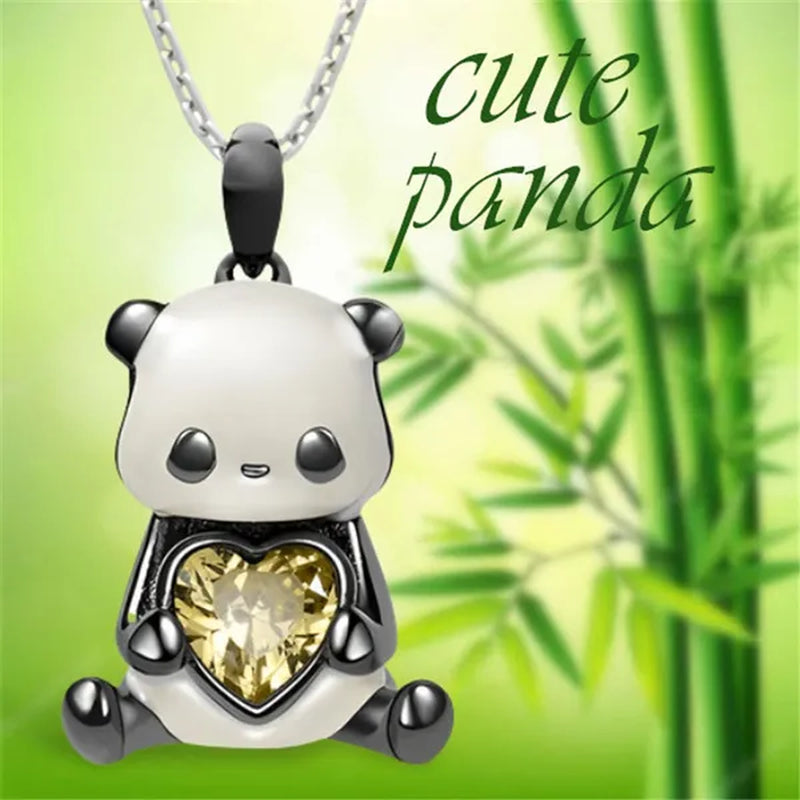 Creative Cartoon Axolotl Animal Heart Shape Diamond Crystal Pendant Necklace Exquisite Women's 925 Silver Necklace Princess Pendant Panda Snowman Necklace Engagement Wedding Accessories Party Jewelry Birthday Gift
