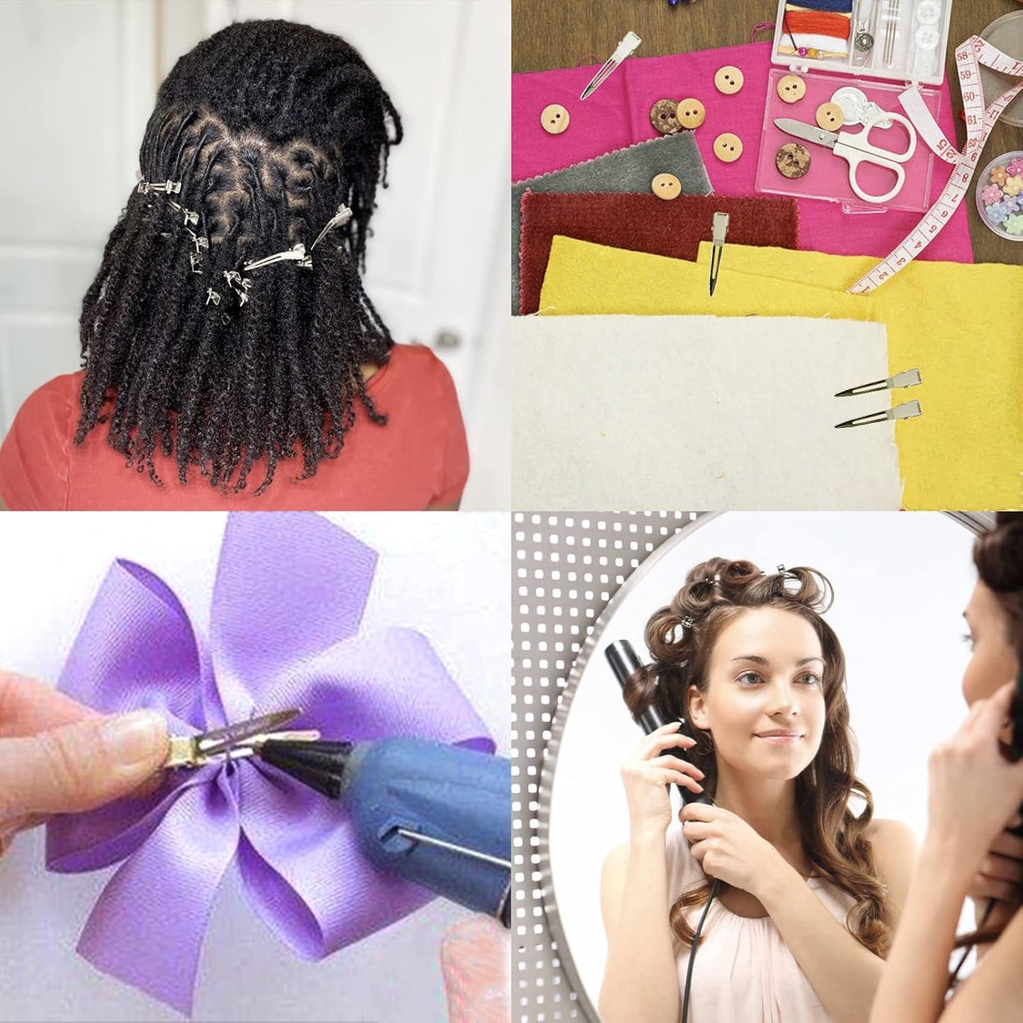 90Pcs Metal Duck Billed Hair Clips for Women Styling Sectioning, Silver Hair Pins for Long Hair, Alligator Curl Loc Clips for Thick Hair Roller, Salon, Bows DIY