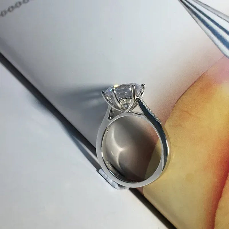 Sterling Silver Big 4 Carat Sona Diamond Wedding Engagement Ring