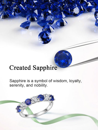 D Color VVS1 Clarity Moissanite and Sapphire/Ruby/Emerald Rings for Women, Solid 925 Sterling Silver, Anniversary Birthday Mothers Day Jewelry Gift, Stackable Wedding Ring, Size 4-11
