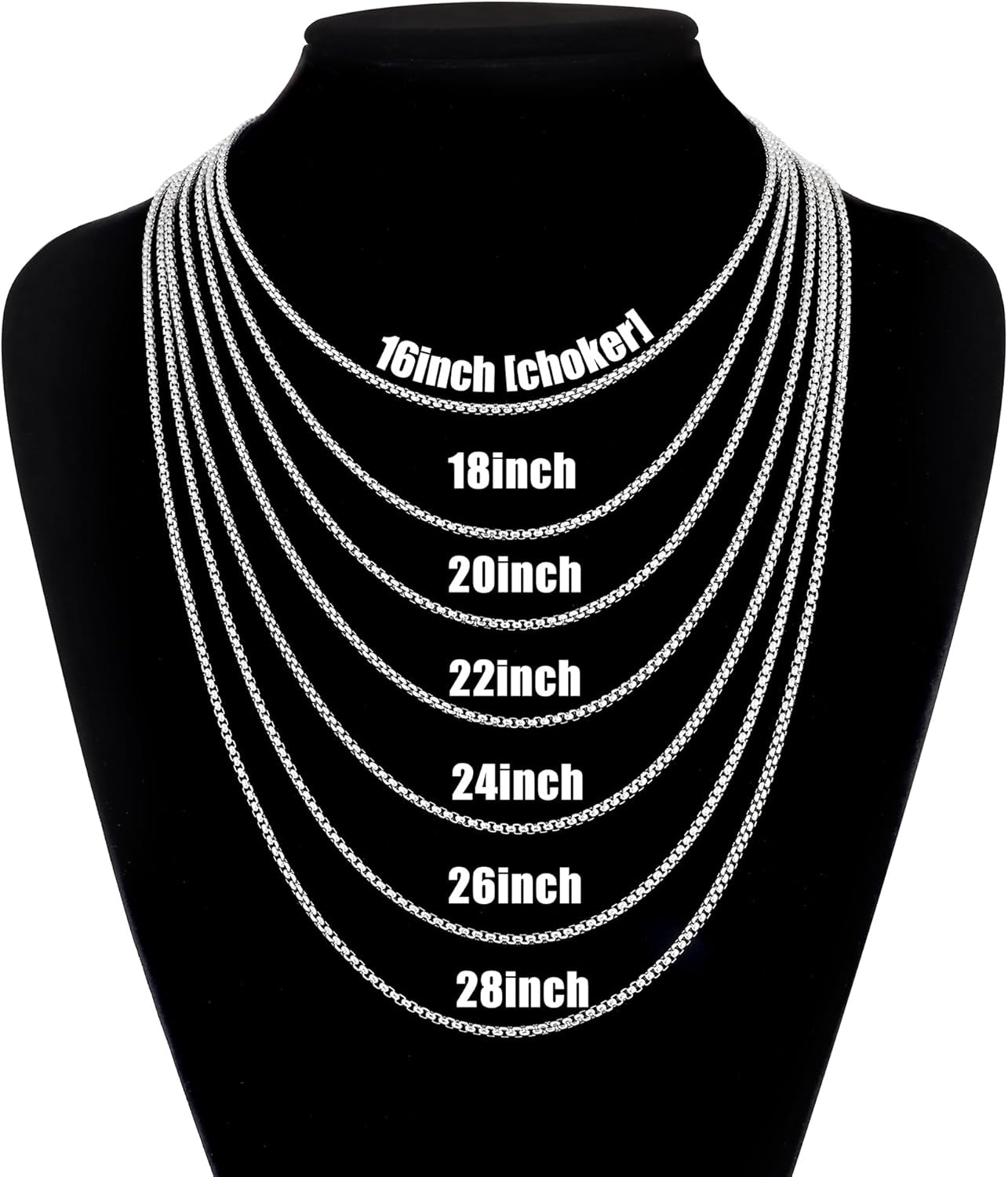Beveled Edge Cross Necklace for Men, Silver Tone/Black/14K Gold Plated Mens Cross Necklace, 2.5MM Stainless Steel Box Chain with Pendant