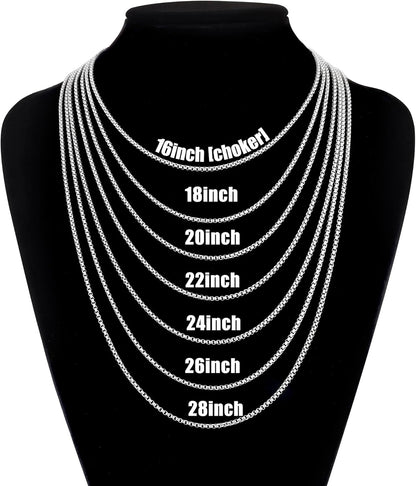 Beveled Edge Cross Necklace for Men, Silver Tone/Black/14K Gold Plated Mens Cross Necklace, 2.5MM Stainless Steel Box Chain with Pendant