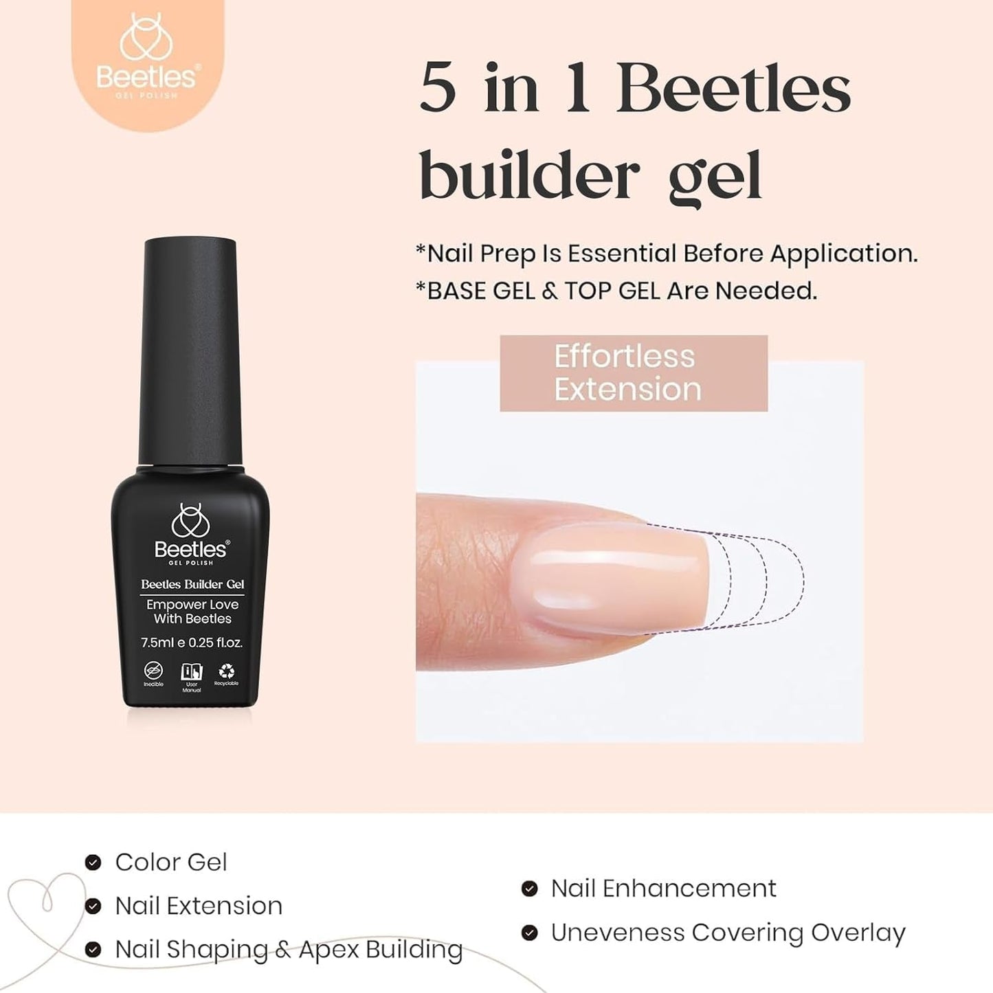 Beetles Builder Gel for Nails, 12 Colors 5 in 1 Milky White Pink Nude Neutral Pastle Nail Gel Polish Jelly Gel Extension Gel Strengthener Gel Cover Gel Apex Builder UV Nail Gel Gift for Women